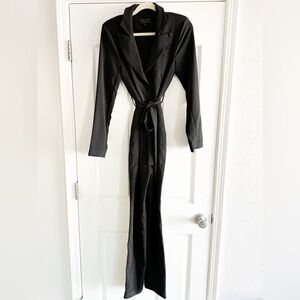 MICHAEL COSTELLO X REVOLVE Black Long Sleeve Belted Tuxedo Jumpsuit Women’s Smal